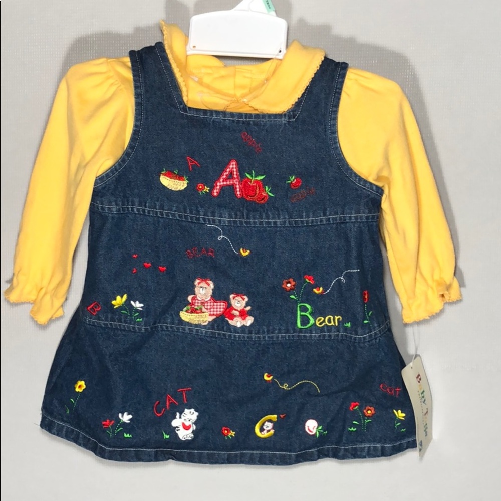 Baby Togs Denim Dress w/ Yellow Blouse - 12 Months
